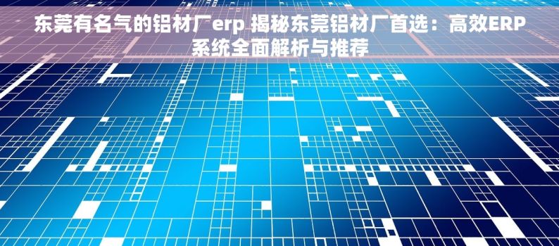 东莞有名气的铝材厂erp 揭秘东莞铝材厂首选：高效ERP系统全面解析与推荐