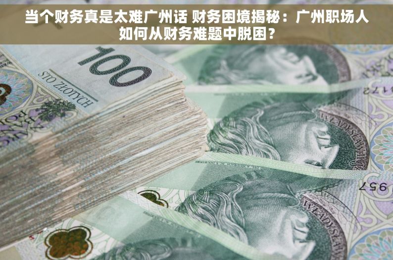 当个财务真是太难广州话 财务困境揭秘：广州职场人如何从财务难题中脱困？