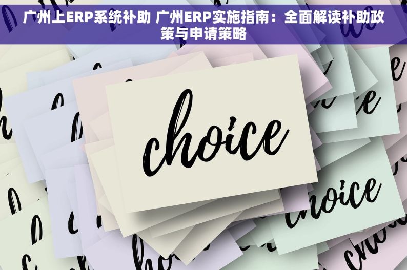 广州上ERP系统补助 广州ERP实施指南：全面解读补助政策与申请策略