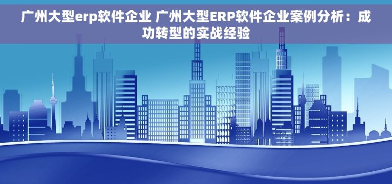 广州大型erp软件企业 广州大型ERP软件企业案例分析：成功转型的实战经验