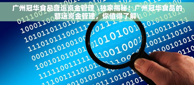 广州冠华食品营运资金管理 \独家揭秘！广州冠华食品的营运资金管理，你值得了解\