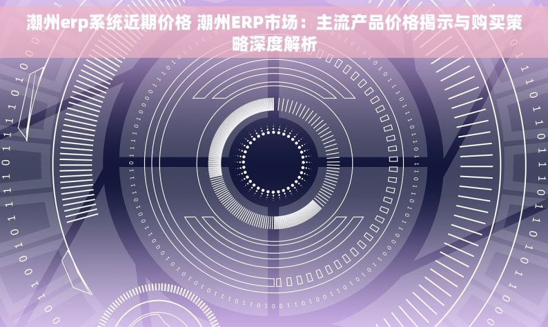 潮州erp系统近期价格 潮州ERP市场：主流产品价格揭示与购买策略深度解析