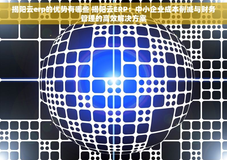 揭阳云erp的优势有哪些 揭阳云ERP：中小企业成本削减与财务管理的高效解决方案