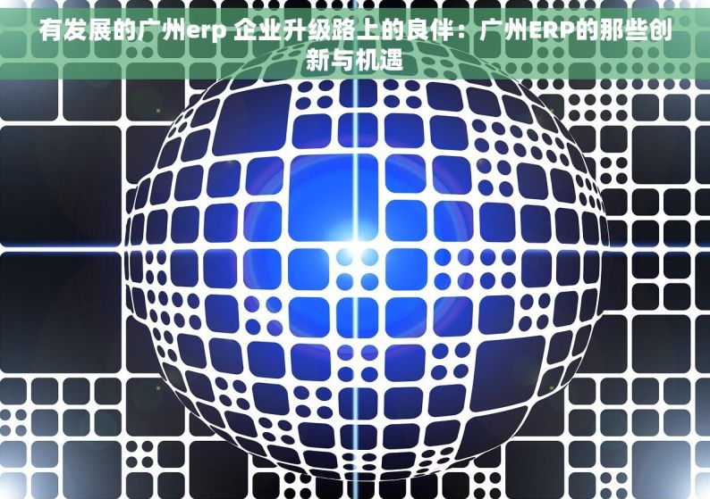 有发展的广州erp 企业升级路上的良伴：广州ERP的那些创新与机遇
