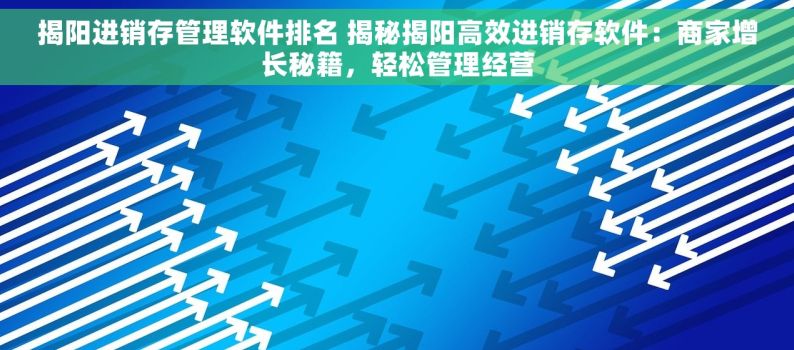 揭阳进销存管理软件排名 揭秘揭阳高效进销存软件：商家增长秘籍，轻松管理经营