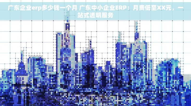 广东企业erp多少钱一个月 广东中小企业ERP：月费低至XX元，一站式透明服务