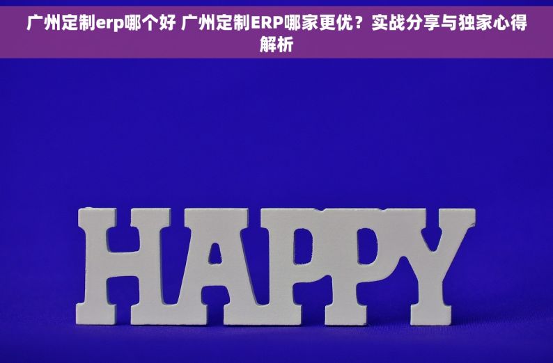广州定制erp哪个好 广州定制ERP哪家更优？实战分享与独家心得解析