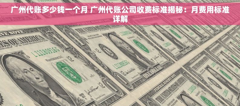 广州代账多少钱一个月 广州代账公司收费标准揭秘：月费用标准详解