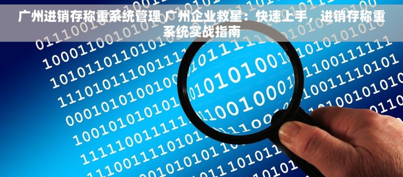 广州进销存称重系统管理 广州企业救星：快速上手，进销存称重系统实战指南