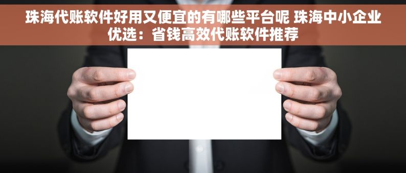 珠海代账软件好用又便宜的有哪些平台呢 珠海中小企业优选：省钱高效代账软件推荐
