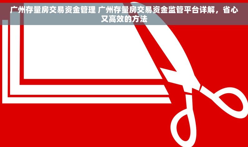 广州存量房交易资金管理 广州存量房交易资金监管平台详解，省心又高效的方法