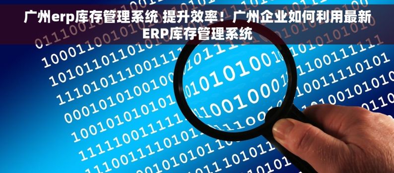 广州erp库存管理系统 提升效率！广州企业如何利用最新ERP库存管理系统