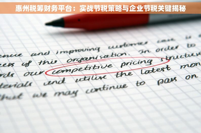 惠州税筹财务平台：实战节税策略与企业节税关键揭秘