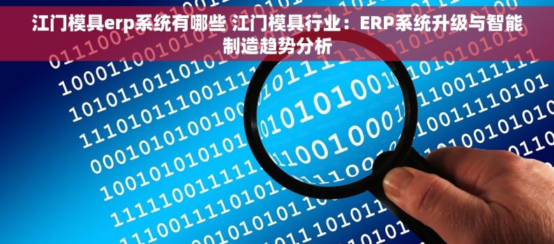 江门模具erp系统有哪些 江门模具行业：ERP系统升级与智能制造趋势分析