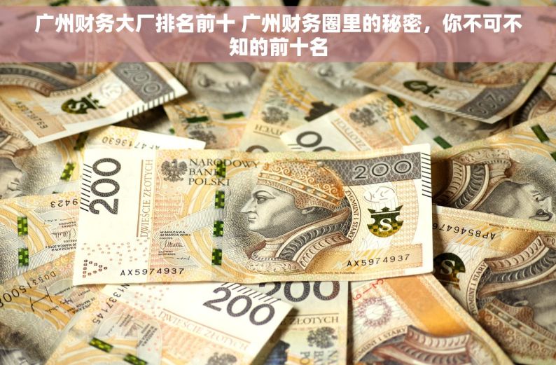 广州财务大厂排名前十 广州财务圈里的秘密，你不可不知的前十名