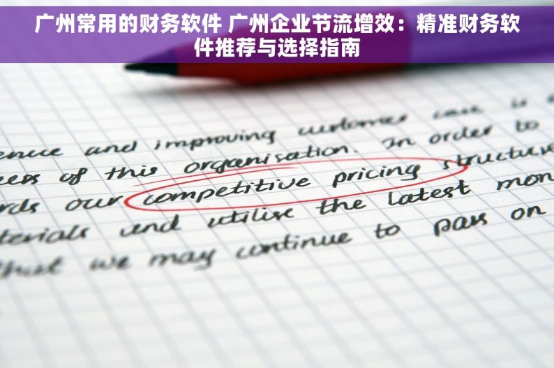 广州常用的财务软件 广州企业节流增效：精准财务软件推荐与选择指南